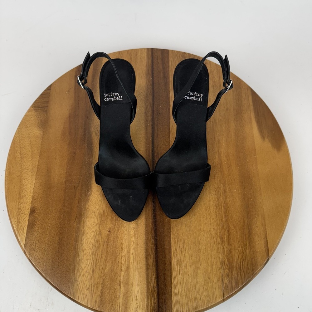 Womens Jeffrey Campbell Go-Getter Black Satin Slingback Heeled Sandals Size‎ 7 M - Picture 4 of 9